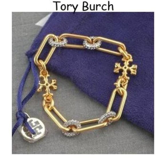 Tory Burch Roxanne Chain Pav?? Bracelet in Gold (BRAND NEW)